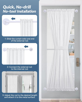 Ruiony magnetic curtain rod with white finish blends with doors.