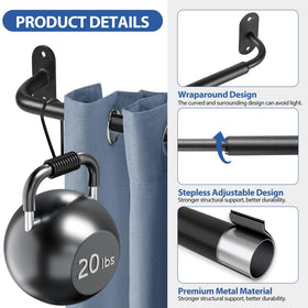 Ruiony stainless steel half-inch diameter rod provides durable support for curtains
