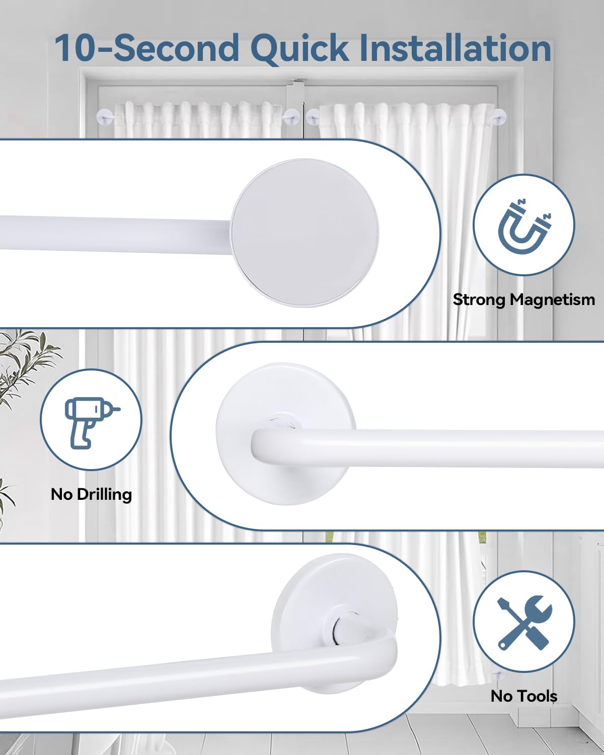 Ruiony three-eighth-inch diameter rod highlights sturdy, rust-resistant construction.