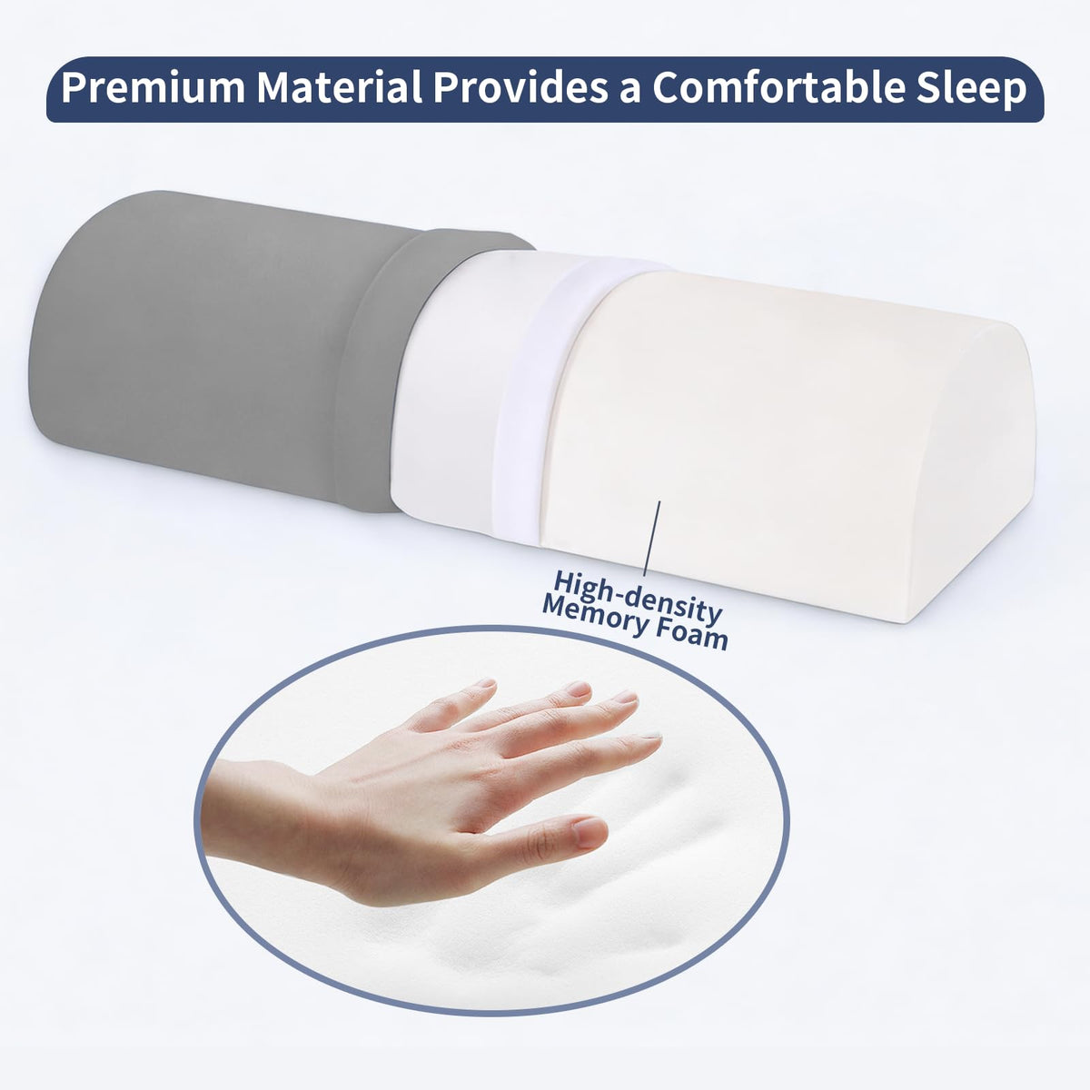 Ruizman half-moon pillow for leg rest during relaxation.