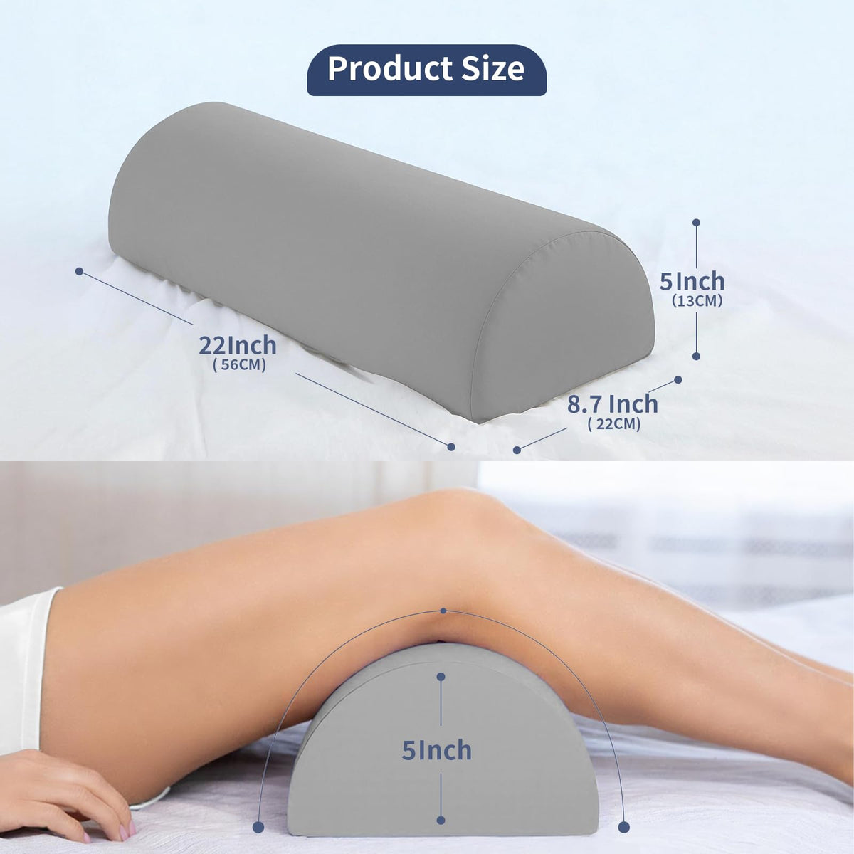 Ruizman memory-foam knee pillow hugs your legs for stable spinal alignment.