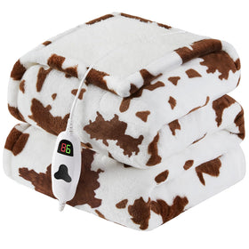 RUJIPO cow-print heated blanket throw for fast, even warmth on chilly evenings