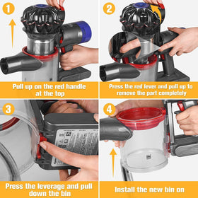 RUKHOOL V8 dust bin container shape illustrating proper fit