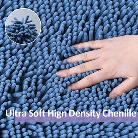 RUN HELIX blue chenille rug u-shape 20x20 with non slip backing
