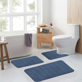 RUN HELIX memory foam bath mat set—three-piece kit for coordinated bathroom comfort.