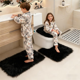 RUN HELIX three-piece set enhances bathroom decor with plush, easy-care comfort.