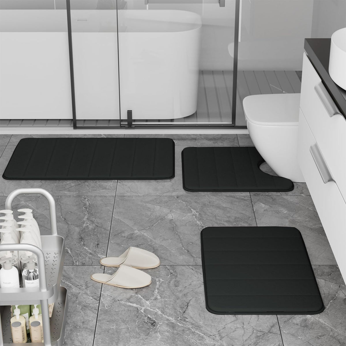RUN HELIX small 16x24 bath rug complements compact bathrooms