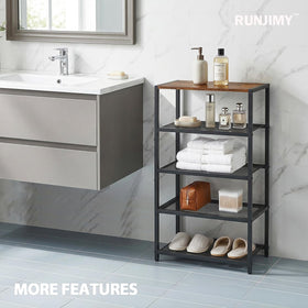 RUNJIMY rack holds up to ten pairs of shoes for easy access.