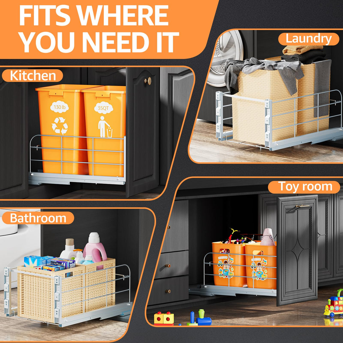 RUNMI 130lb capacity system handles daily waste with stability.