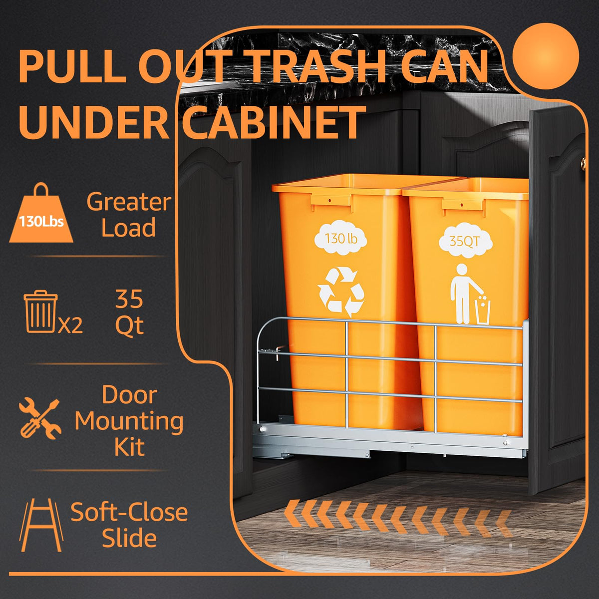 RUNMI compact under-sink system fits standard cabinets.