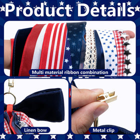 RunNico red white blue striped-star ribbon adds layered festive depth.