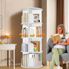 RUNSUNSPRI 4-tier rotating bookshelf top view saves space and enhances display