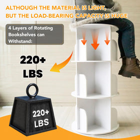 RUNSUNSPRI rotating bookshelf side angle shows sturdy 220 lb capacity