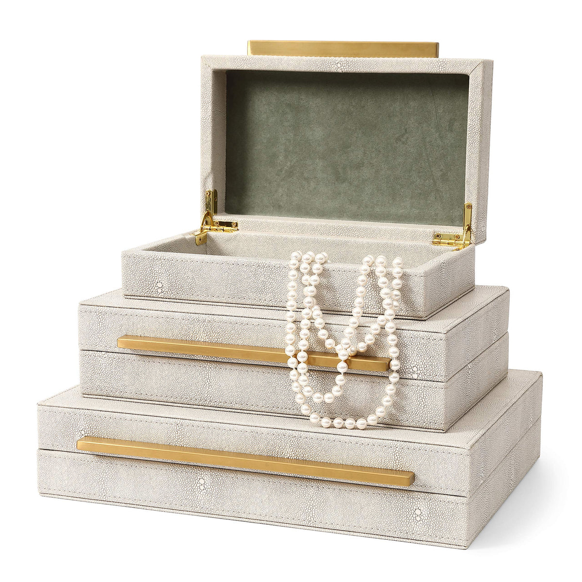 RUNYAO Kingflux small ivory shagreen box perfect for keys and rings