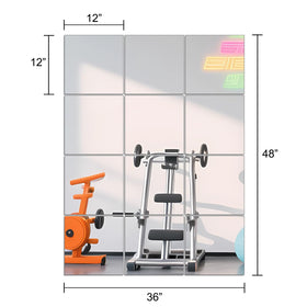 Ruomeng 12x12 frameless mirror tile with frosted edge safety detail.