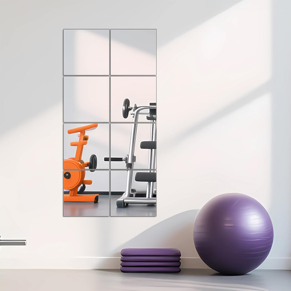 Ruomeng full-length mirror tiles offer frameless 12x12 inch panels for full-body viewing.