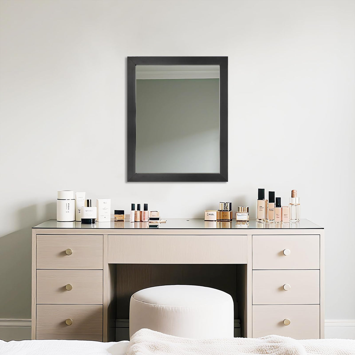 Ruomeng rectangular wall mirror frame detail in PS finish adds modern elegance