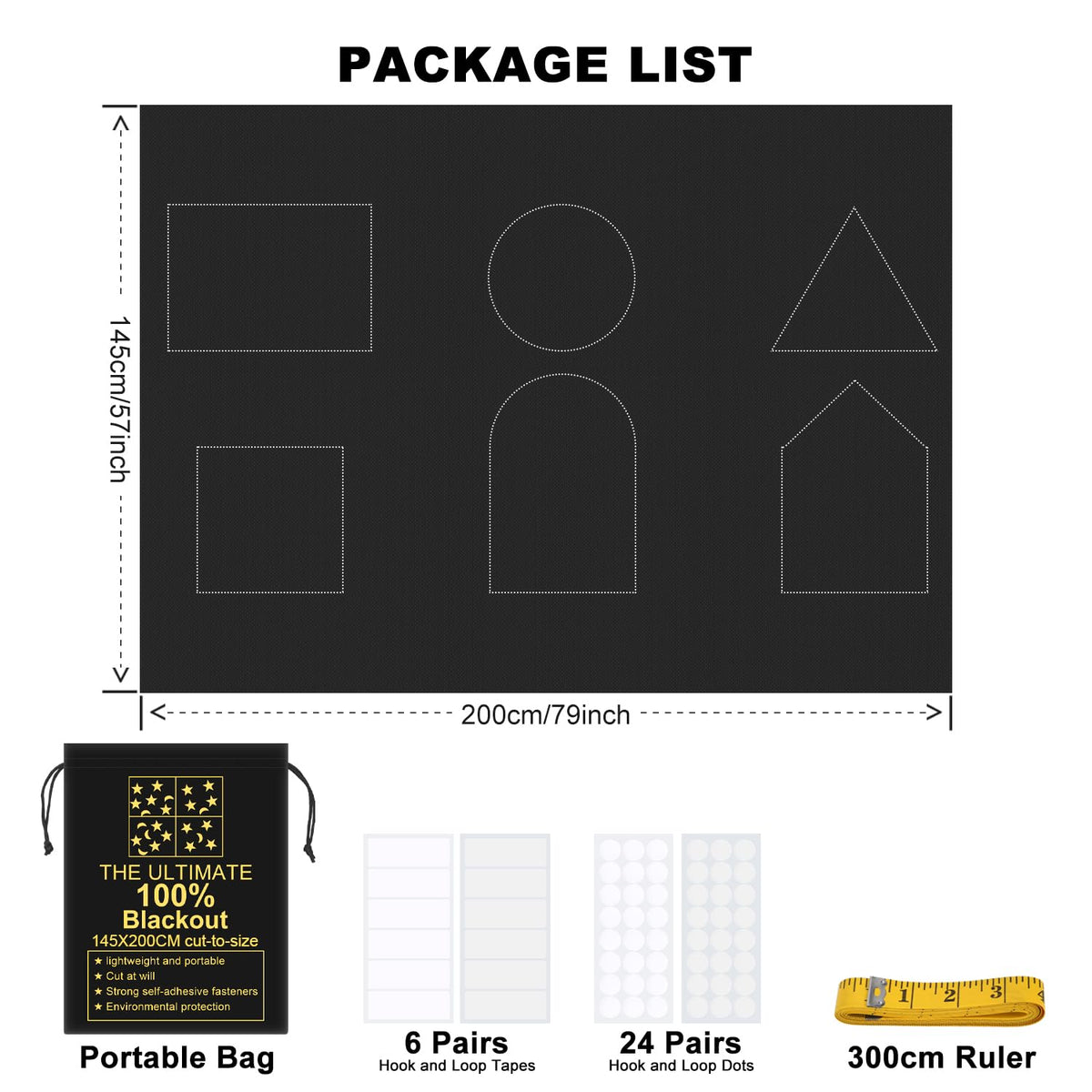 RUseeN packaging includes ruler and tapes for fast, accurate installation.