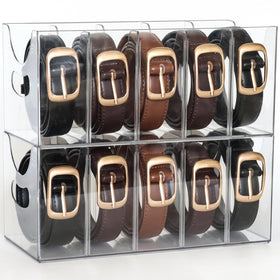 Rusnugic belt organizer, clear two-pack, stackable for quick access.