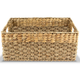 Rustic Home Resources large wicker basket with handles for easy room-to-room transport.