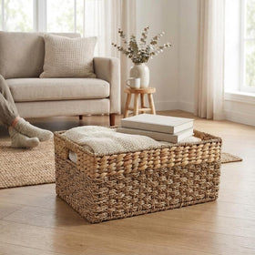 Rustic Home Resources living room decor basket complements rustic and coastal interiors.