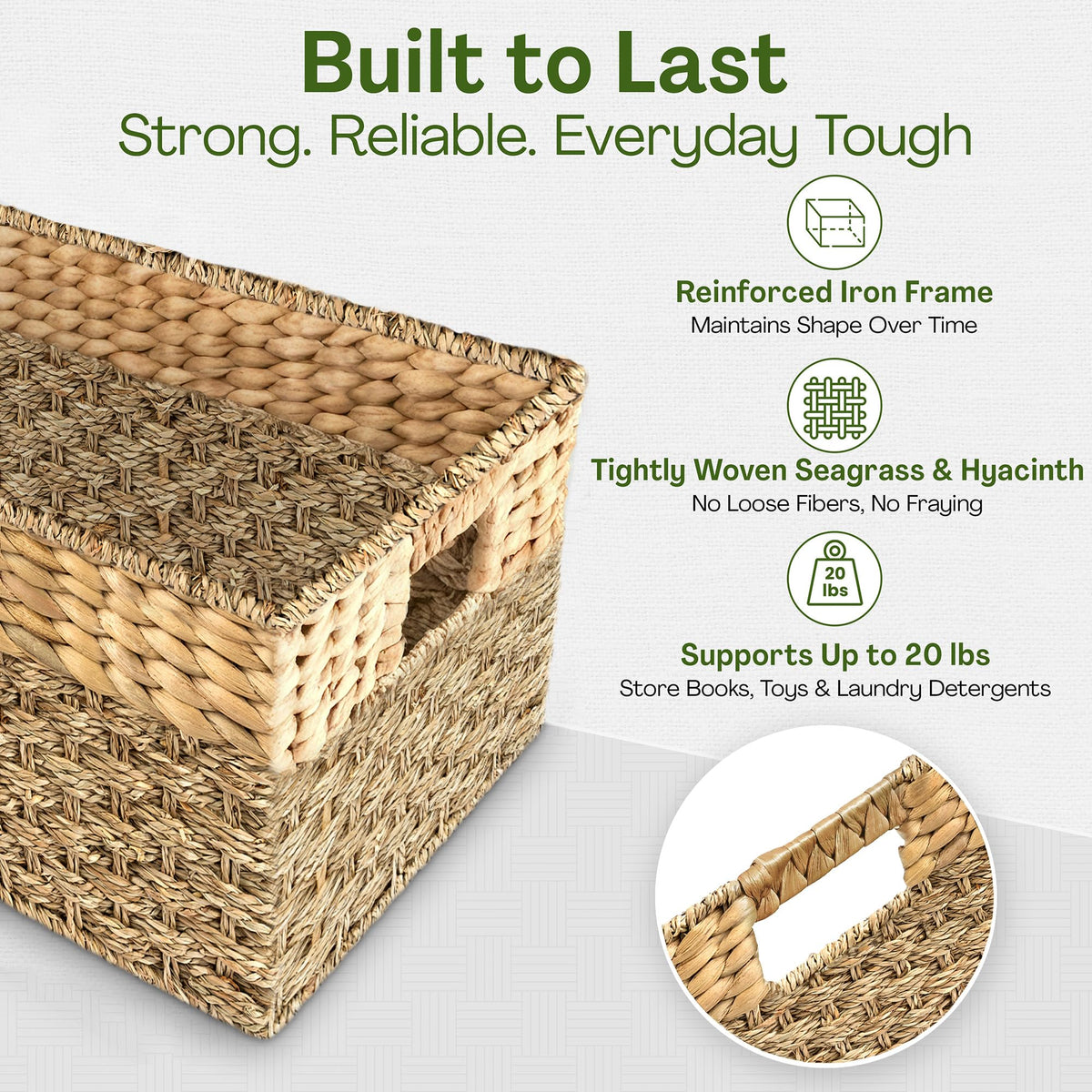 Rustic Home Resources toy and magazine basket for play areas and reading nooks.
