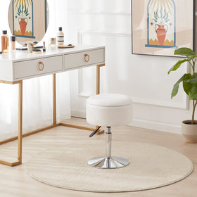 RUCUKEN vanity stool with storage compartment keeps brushes handy and room tidy.