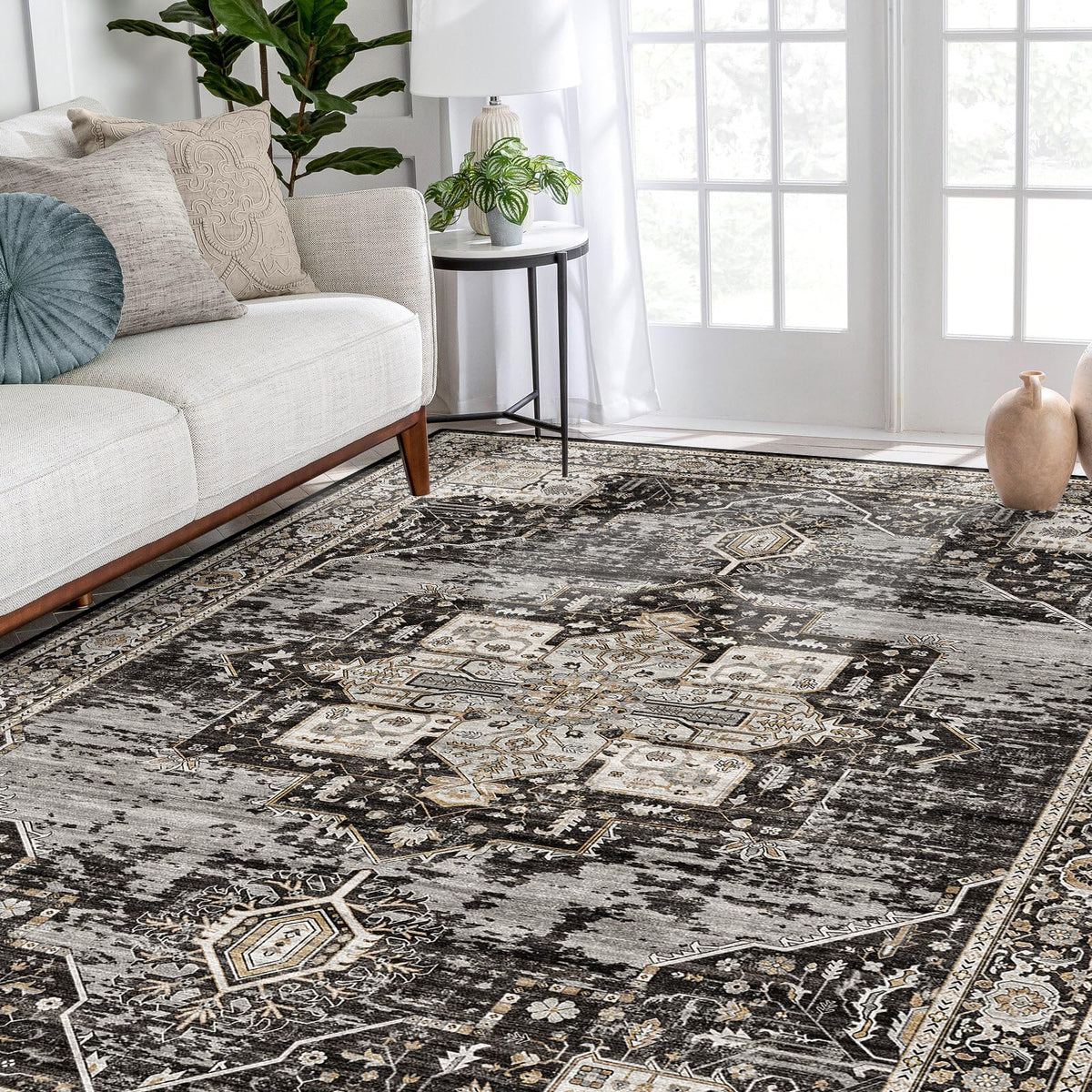 RUUGME black 8x10 area rug suits bedrooms and common areas