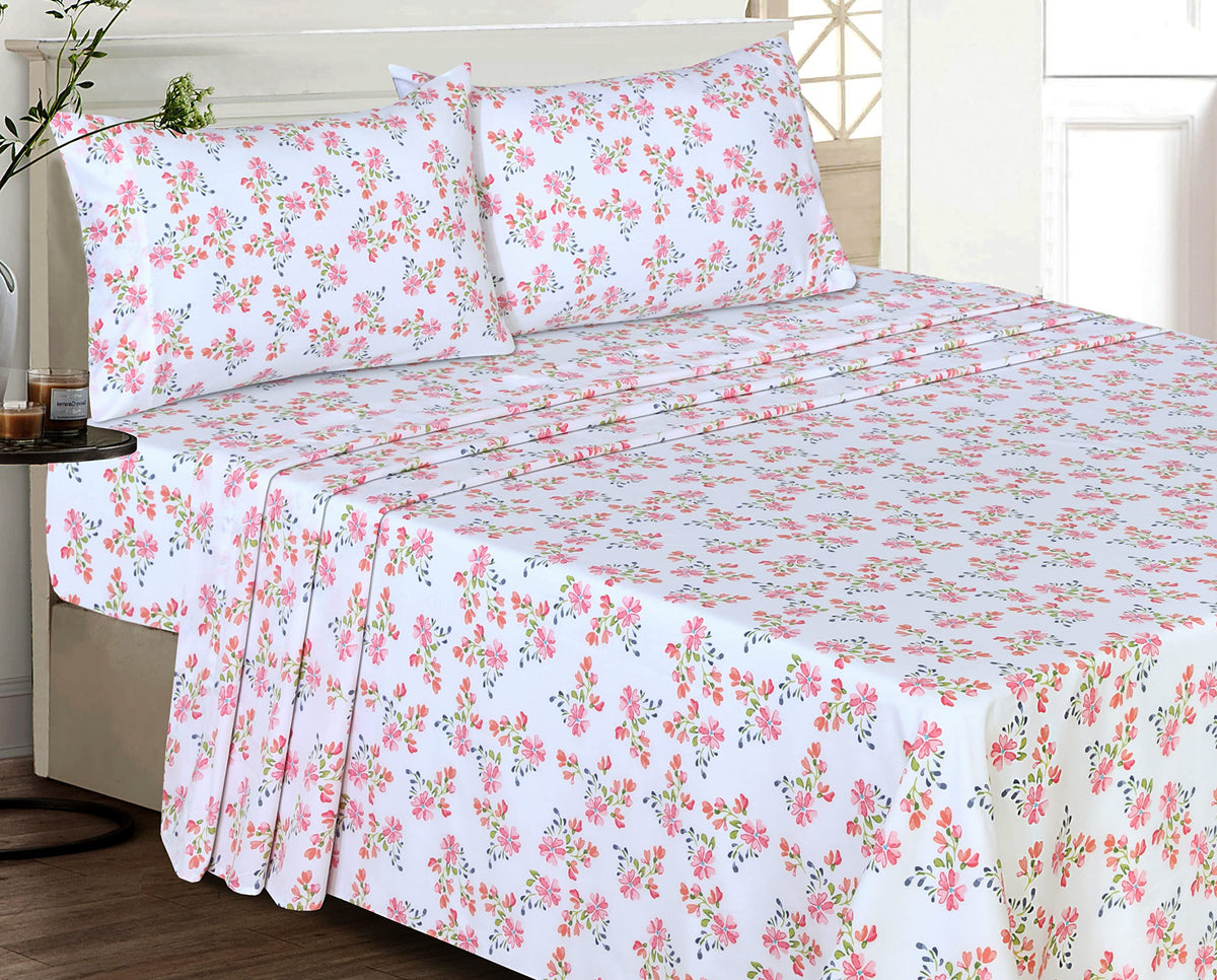 RUVANTI Bloomex king fitted sheet with a 16-inch deep pocket ensures secure fit.