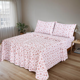 RUVANTI Bouquet percale sheets on bed highlighting breathable comfort for year-round sleep