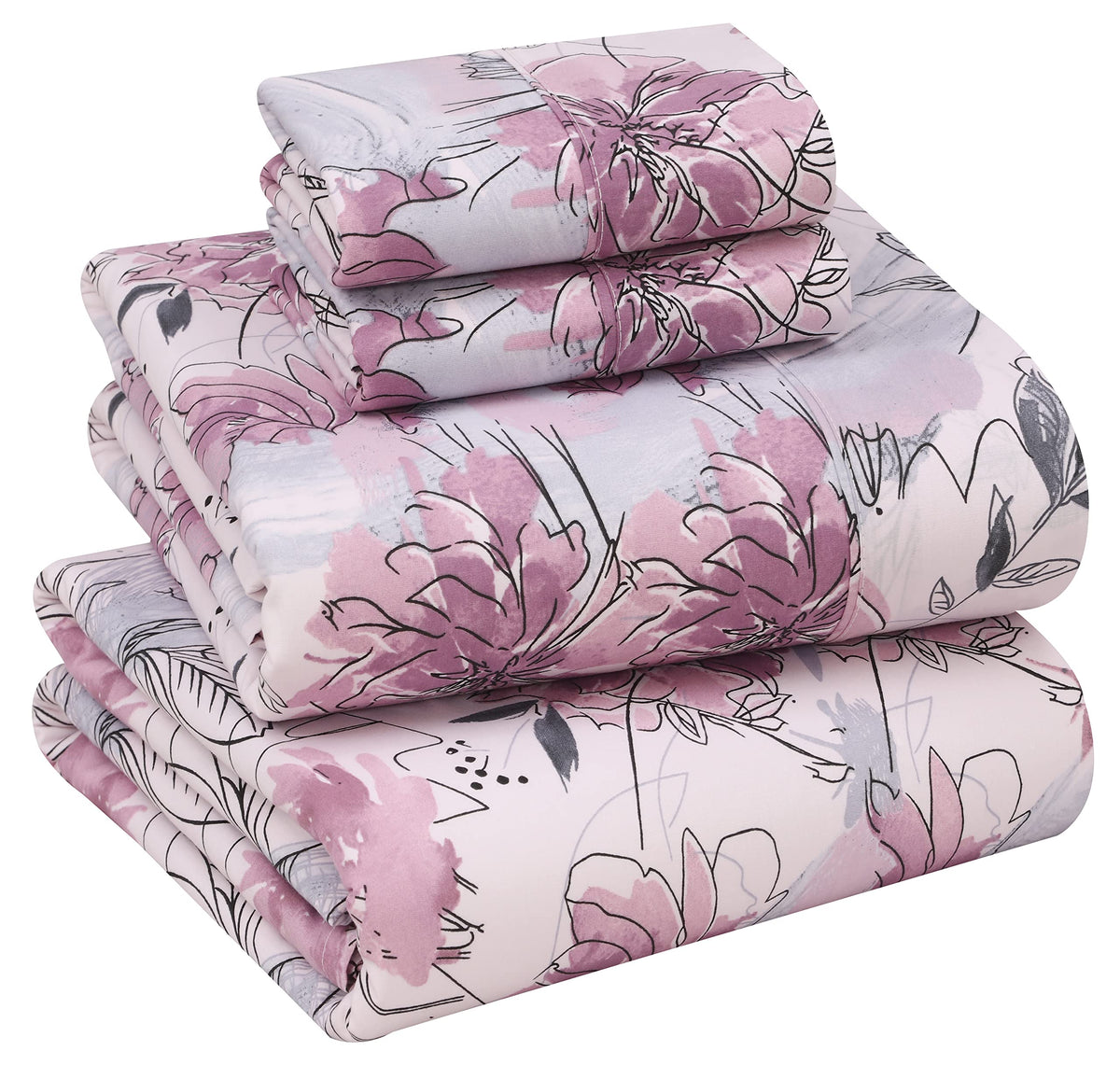 RUVANTI Lilac pattern percale sheets offer breathable cooling for hot sleepers