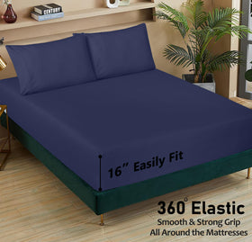 RUVANTI Crown Blue bedroom setup shows hotel-inspired, breathable bedding