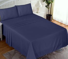 RUVANTI Crown Blue fitted sheet with 16-inch pocket stays securely in place