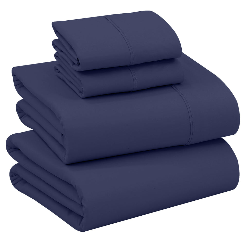 RUVANTI Crown Blue percale flat sheet with crisp hotel-style breathable sleep