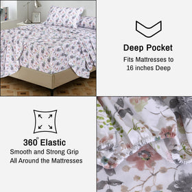 RUVANTI Dandelion Field percale sheets on a bed showing durable, everyday use