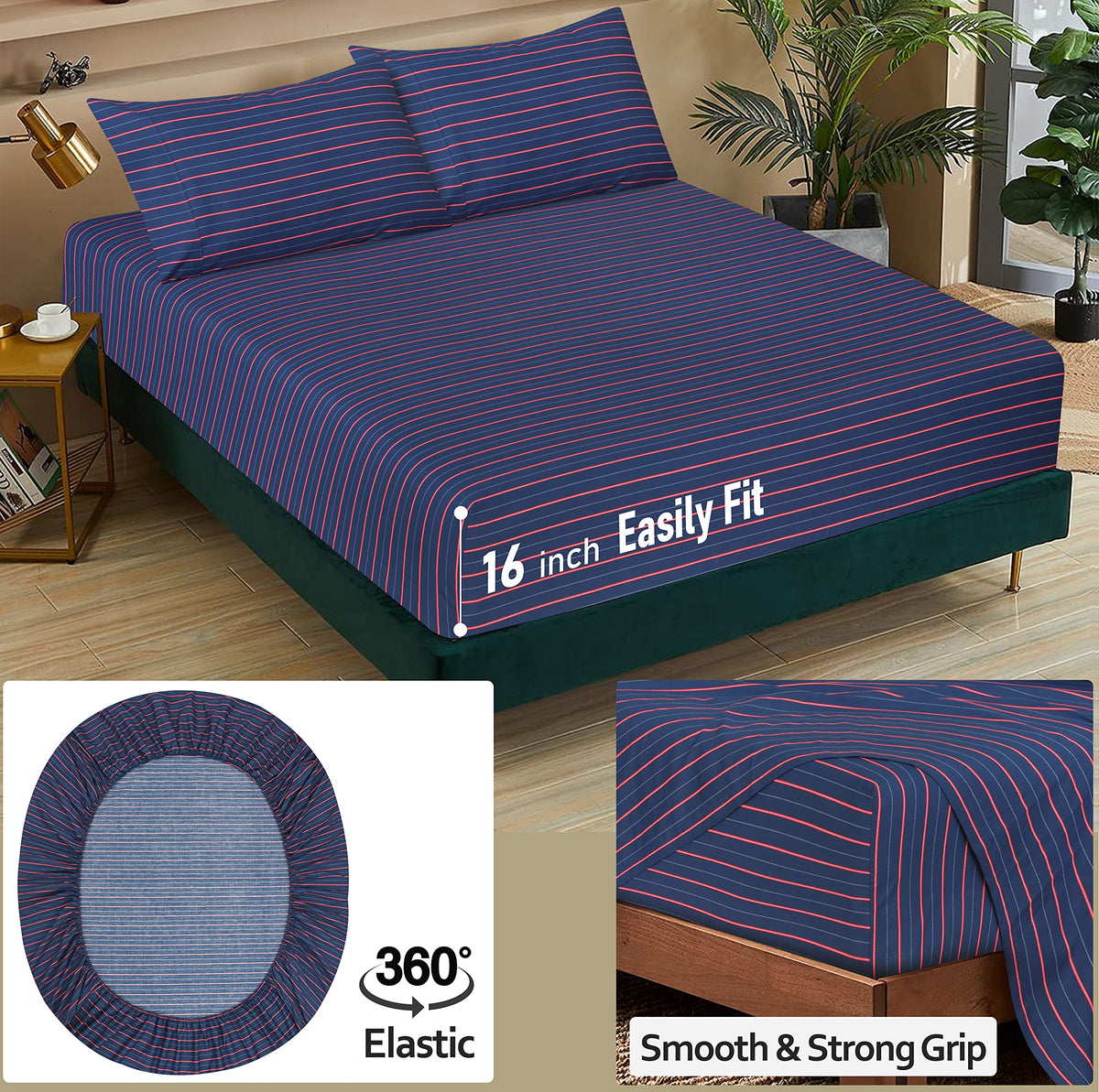 RUVANTI deep-pocket fitted sheet stretched over a mattress.