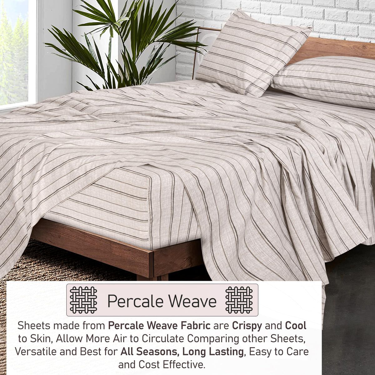 RUVANTI hotel-style crisp percale texture appears refreshed after washing.