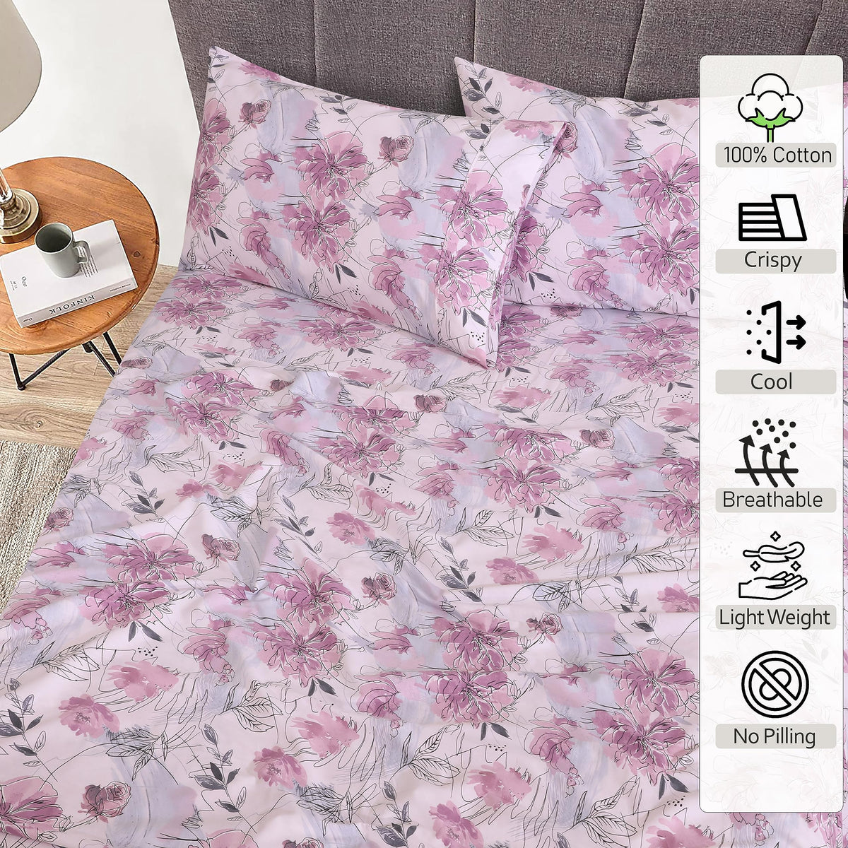 RUVANTI king-size percale sheets with 16-inch deep-pocket fit for deep mattresses