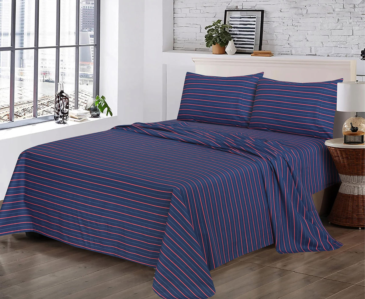RUVANTI nautical color sheets arranged in modern bedroom setting.