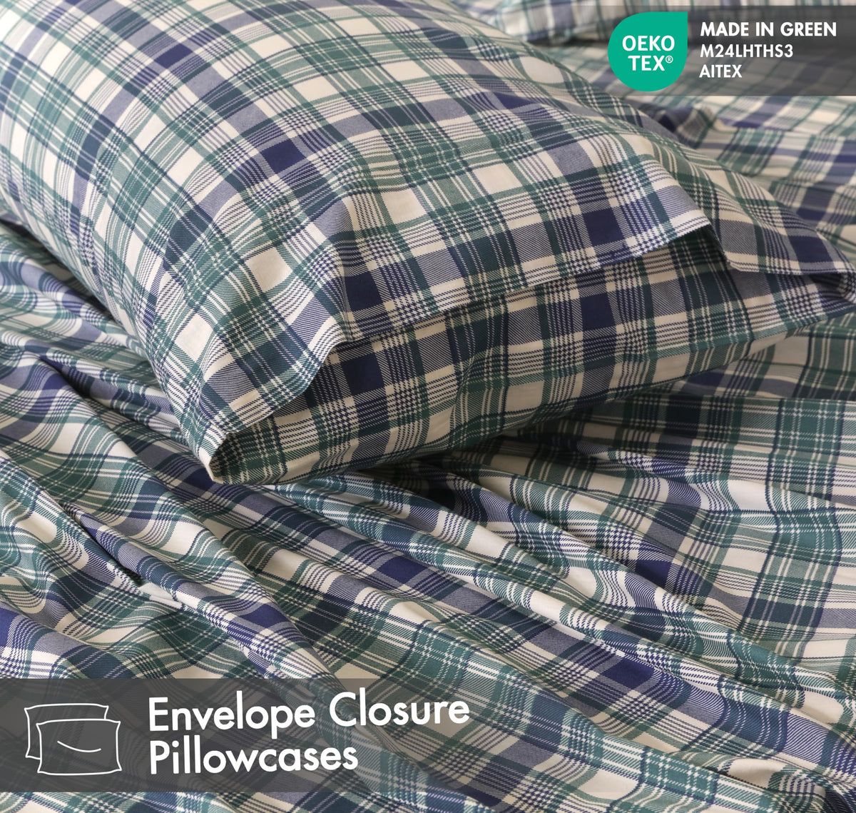 RUVANTI percale sheets soften with washing while maintaining crisp, hotel-style feel.