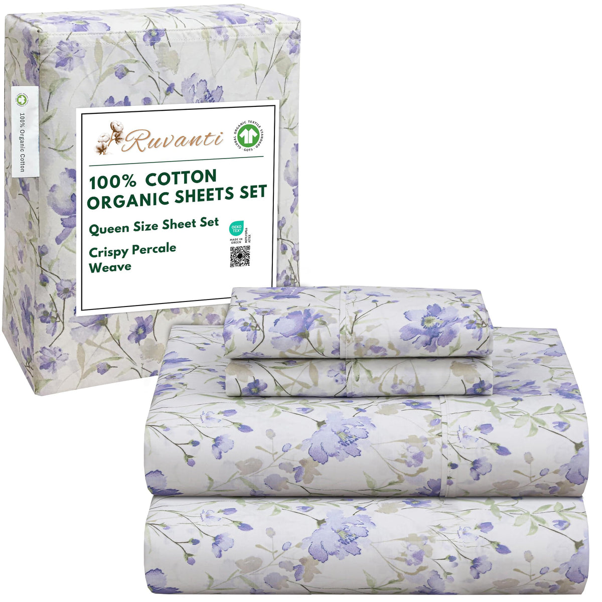 Ruvanti percale sheets queen with crisp cooling weave for hot sleepers.