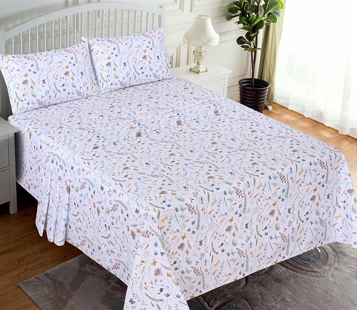 RUVANTI queen deep-pocket fitted sheet shows 16-inch depth for secure fit.