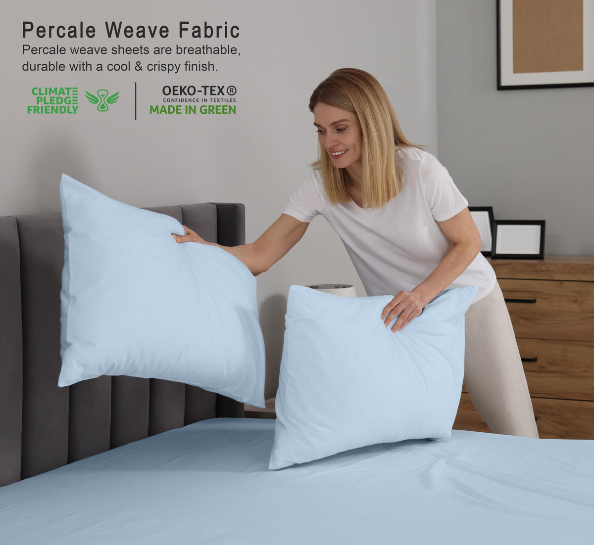 RUVANTI pillowcases set on bed with hotel-style comfort