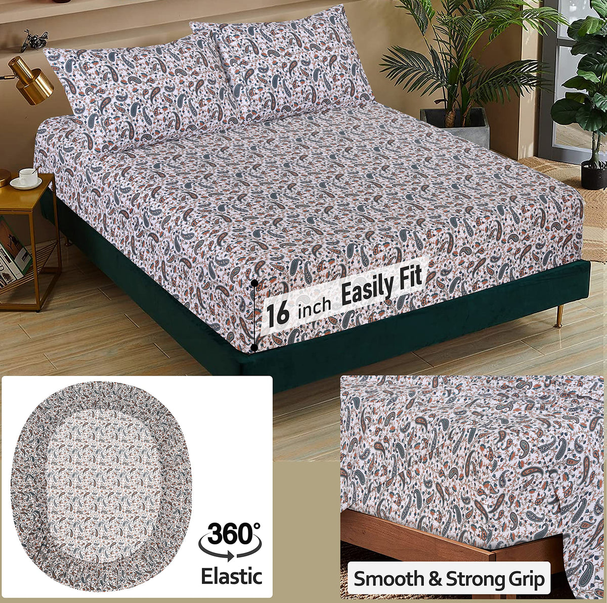 RUVANTI teal paisley pattern adds elegant bedroom accent