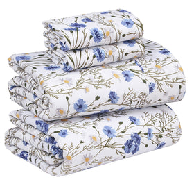 RUVANTI Sweet Pea California King percale sheets close-up of breathable weave for cooler sleep
