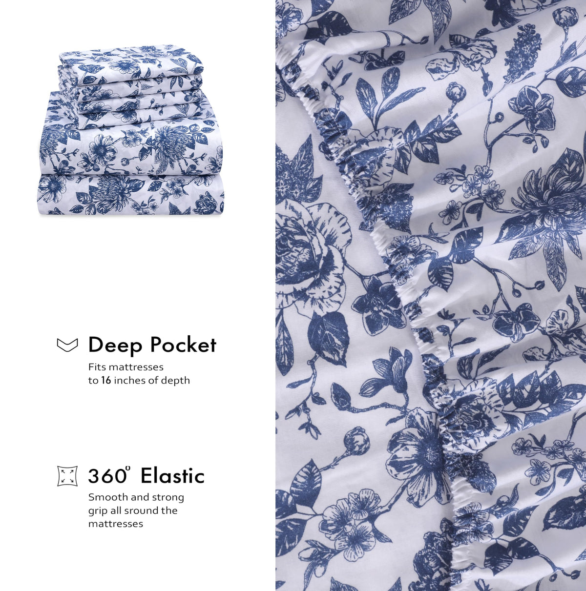 RUVANTI Wild Flower 16-inch deep pockets fit securely on tall mattresses