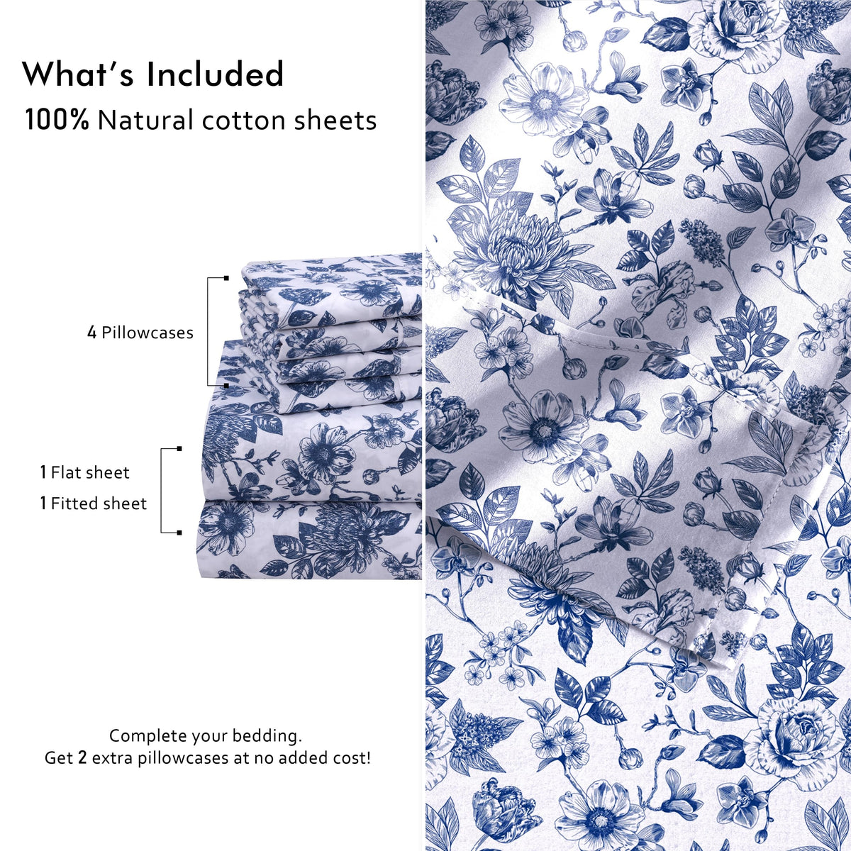 RUVANTI Wild Flower pillowcases 4-pack show clean hems and soft touch