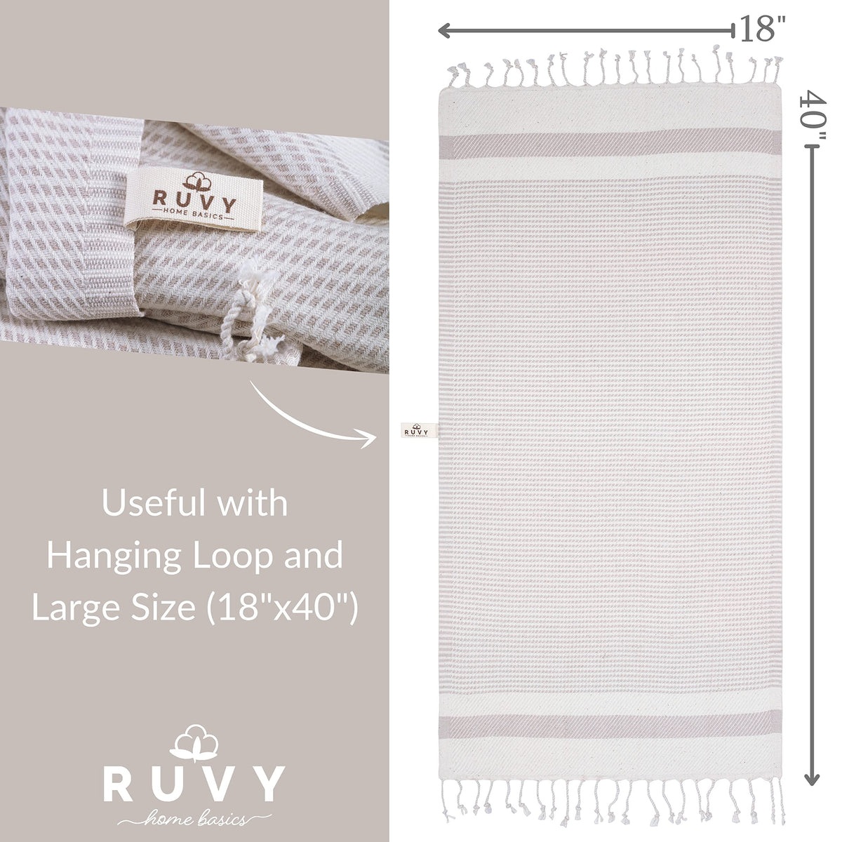 Ruvy decorative hand towels with hanging loop ideal as guest towels and bathroom decor.