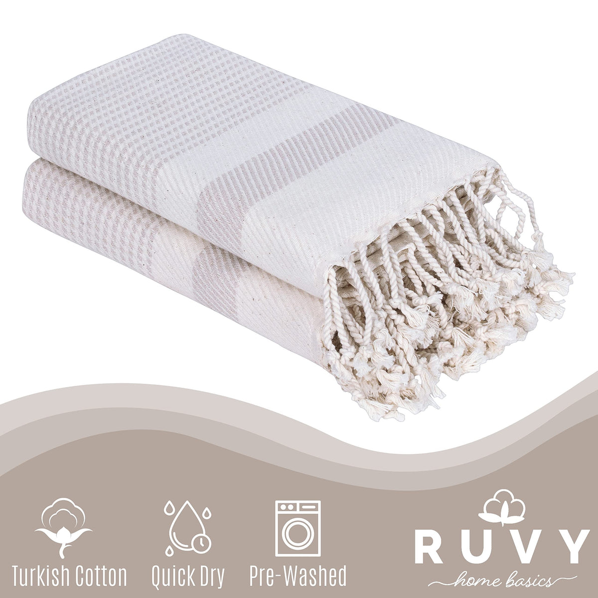 Ruvy Home Basics Turkish towel close-up showing premium texture and durability.