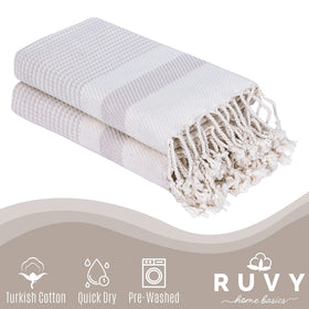 Ruvy Home Basics Turkish towel close-up showing premium texture and durability.